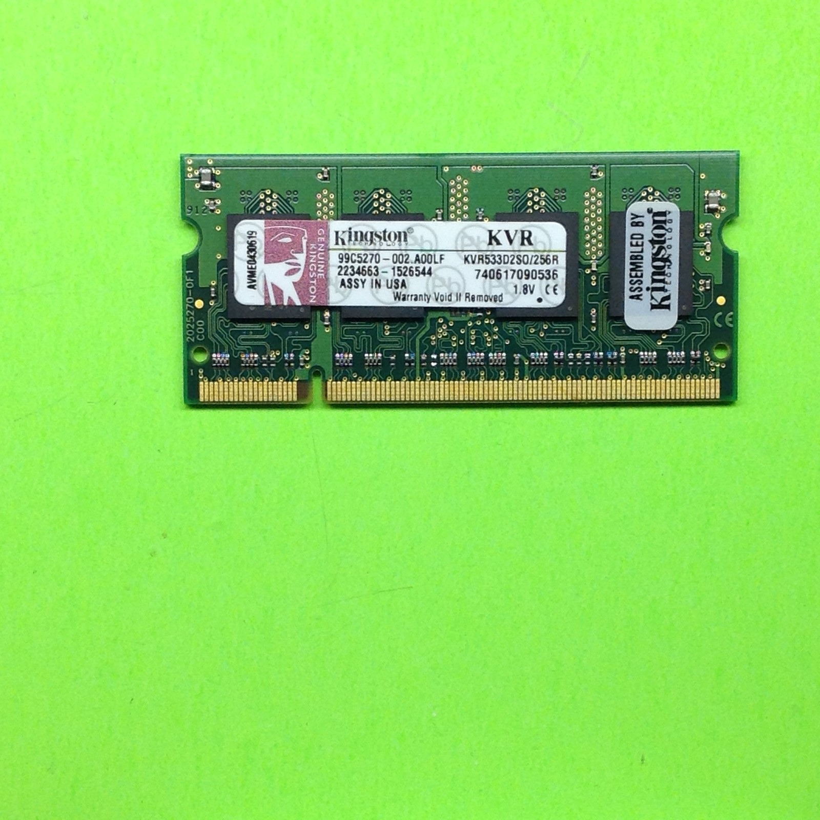 Kingston KVR533D2SO 740617090536 99C5270-002.A00LF Random Access Memory RAM