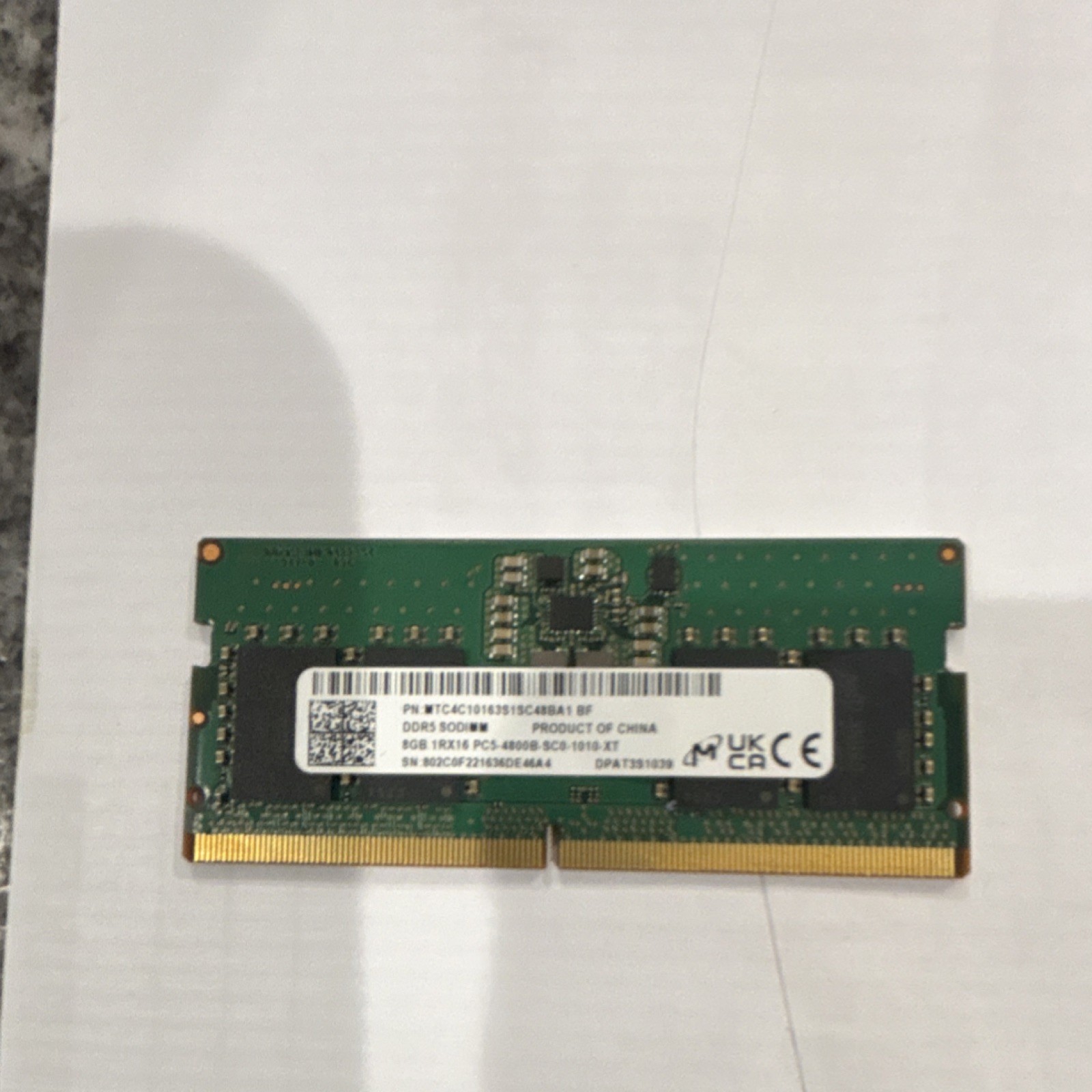 Micron DDR5 SODIMM Laptop Memory Module Universal Compatible 8GB Green Black