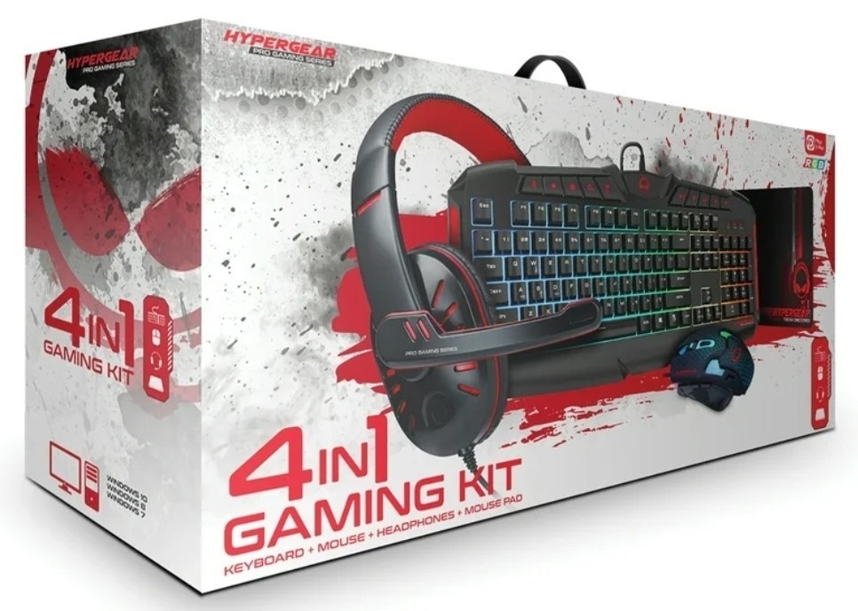 HyperGear 4-in-1 Gaming Kit Keyboard,Mouse,Headphones, Mouse Pad- BRAND NEW 