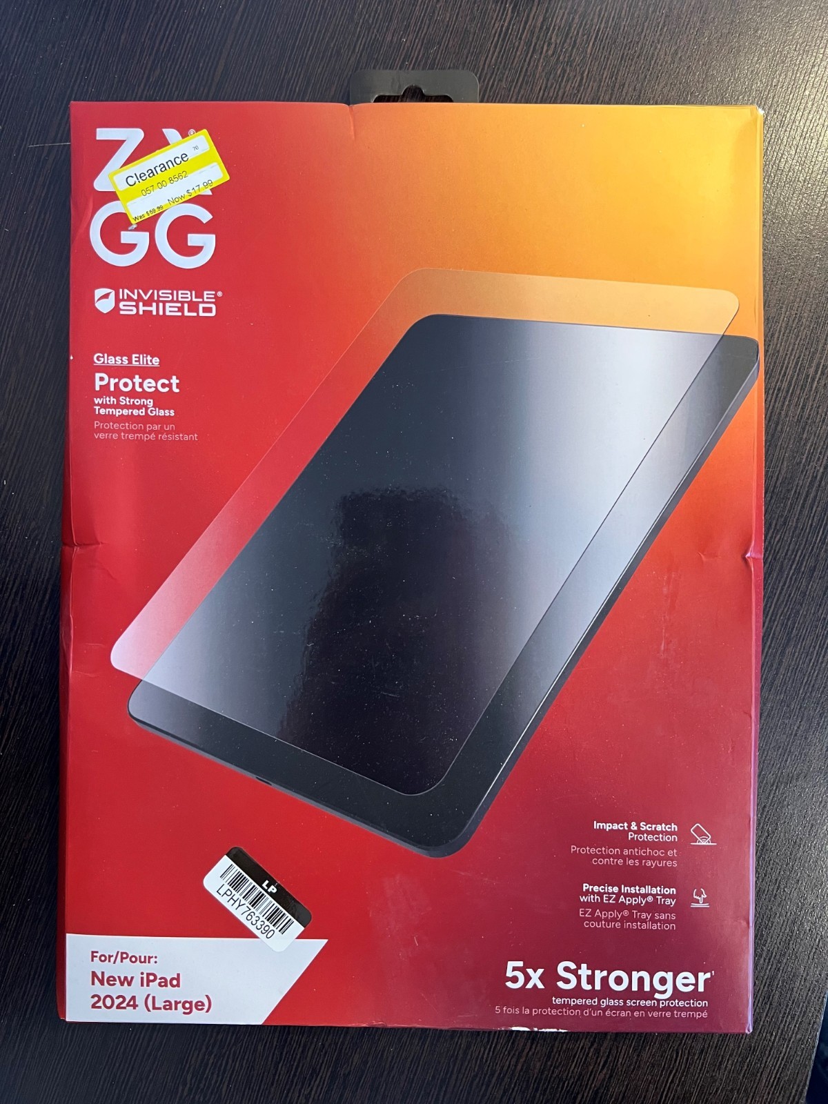 ZAGG Invisible Shield Glass Elite Screen Protector for New iPad 2024 Large