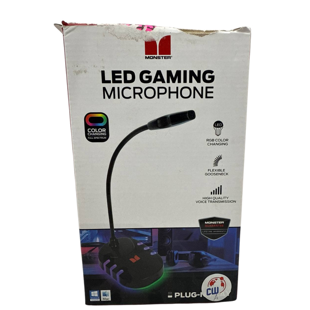 Monster LED Gaming Microphone USB Flexible Gooseneck Desktop Mic For PC & Laptop
