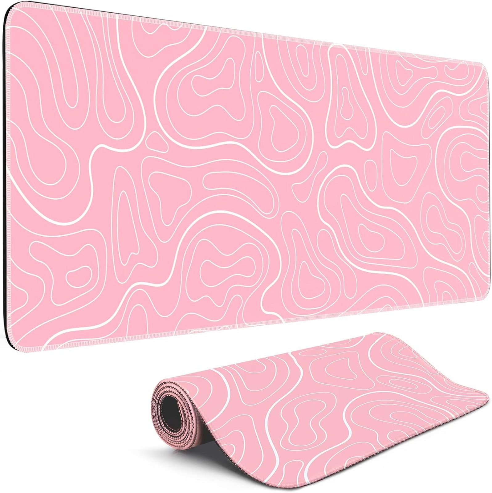 Gaming Mouse Pad Pink Topographic XL Mouse Mat, 31.5 x 11.8 Inches Non-Slip