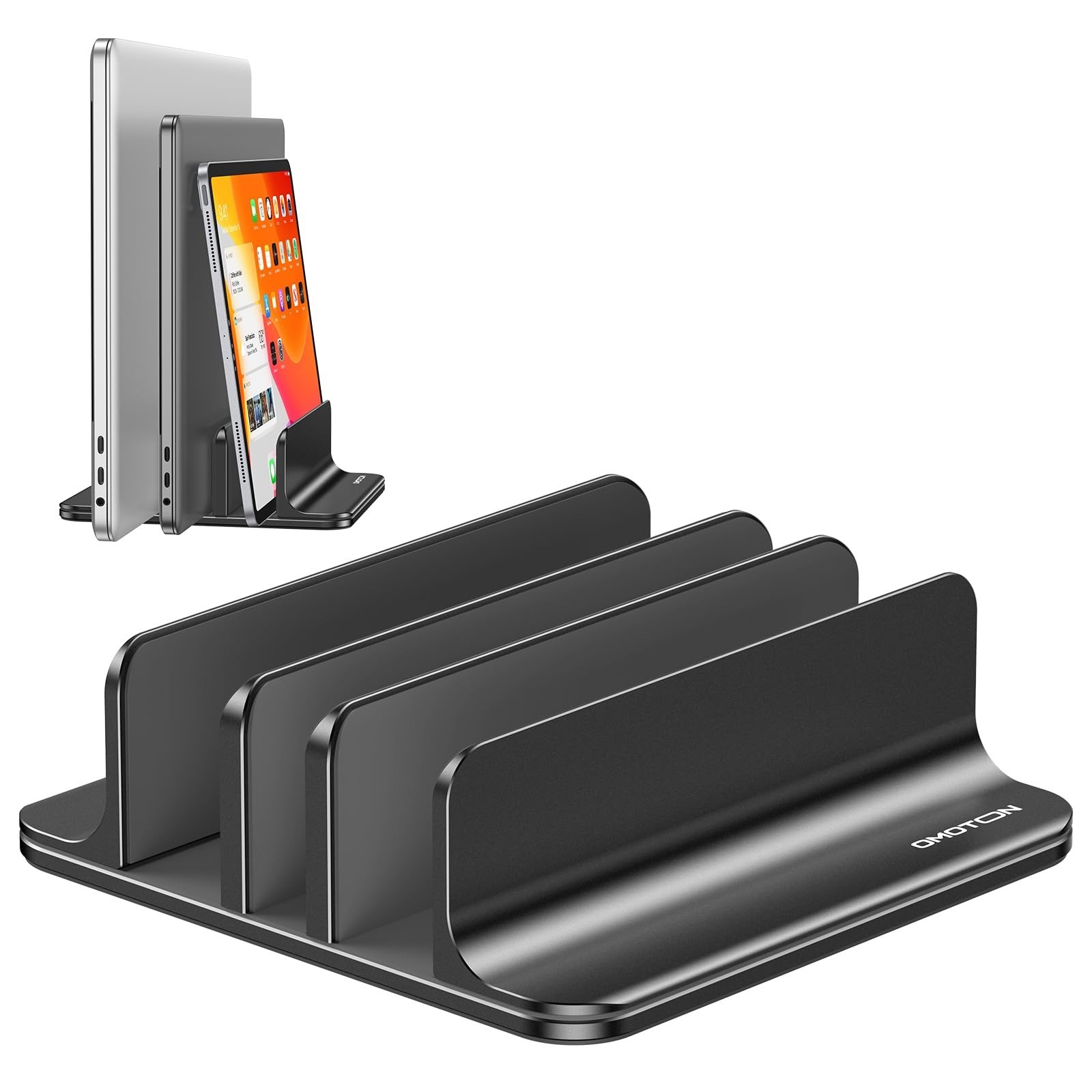 Slot Vertical Laptop Stand Adjustable Aluminum Desk Holder Black Fits 17.3in