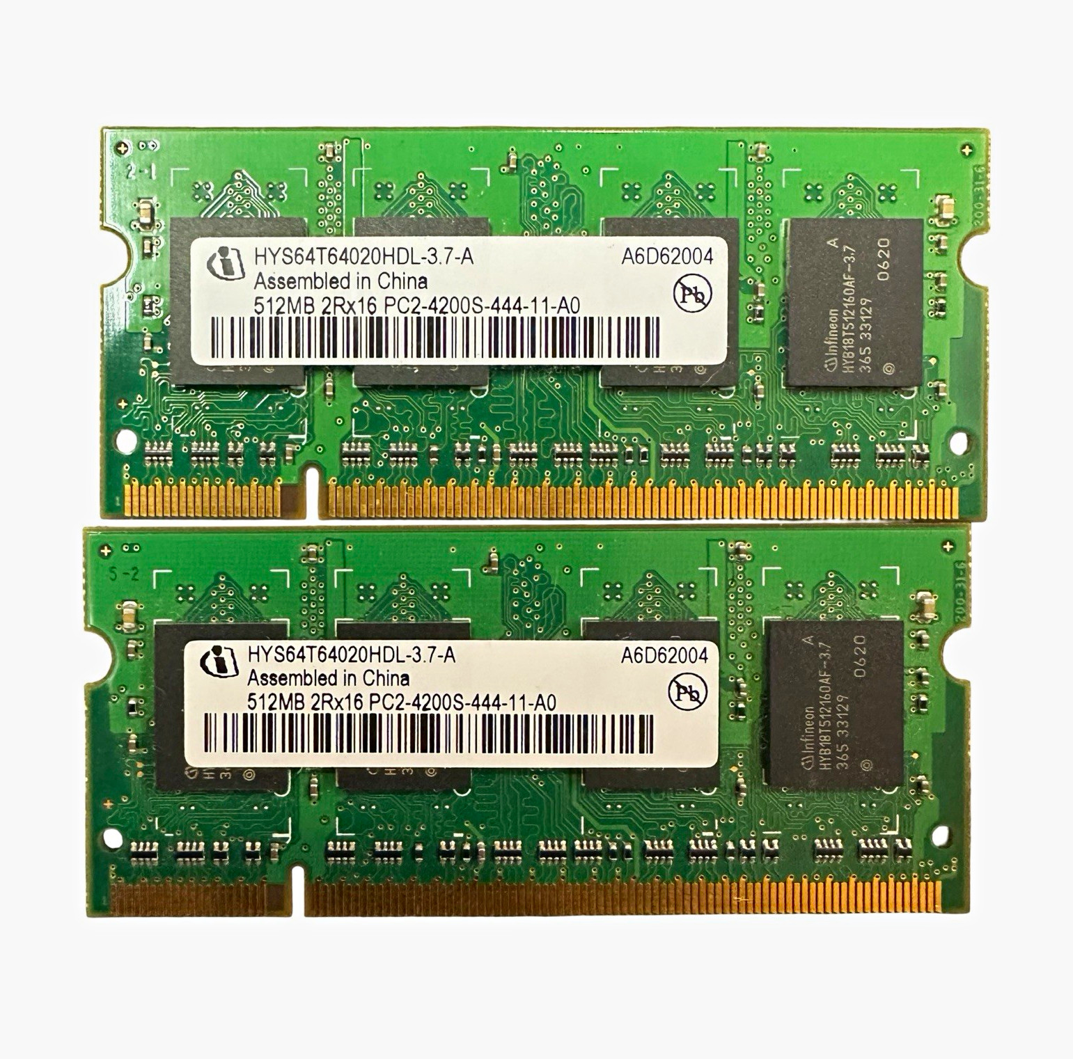 1GB DDR2 Laptop RAM — 2x 512MB Infineon