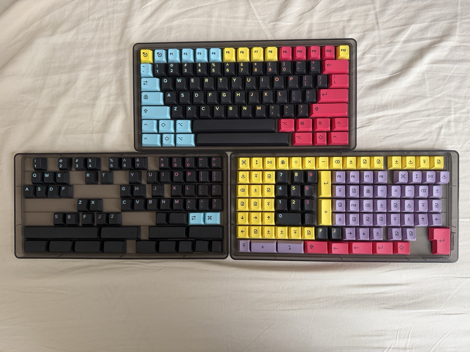 Thockfactory Custom Black, Blue, Red, and Yellow Keycaps