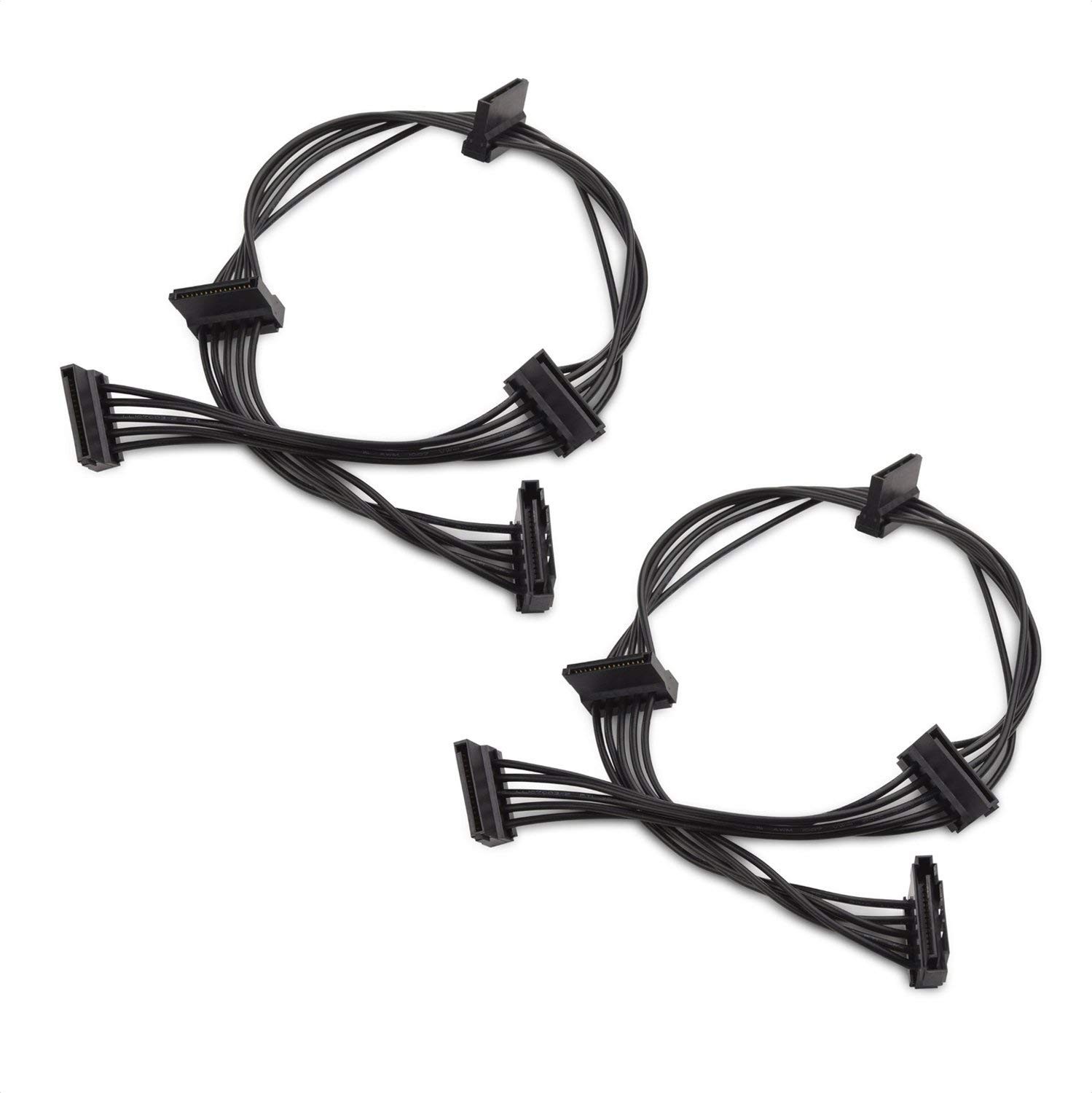 Cable Matters 2-Pack 15 Pin SATA Power Splitter 1 to 4, 18 Inch 18AWG Extension