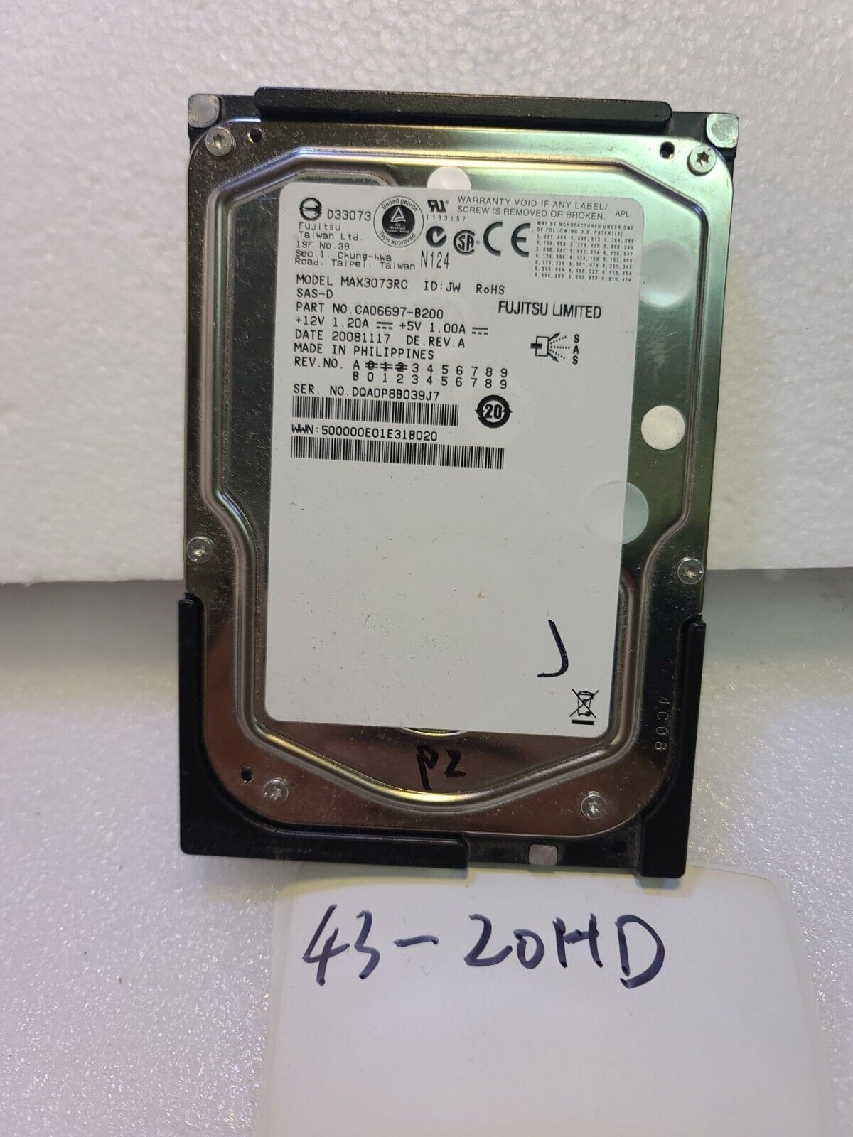 - Fujitsu MAX3073RC CA06697 3.5" 15K RPM 73GB SAS HDD HARD DRIVE Tested 