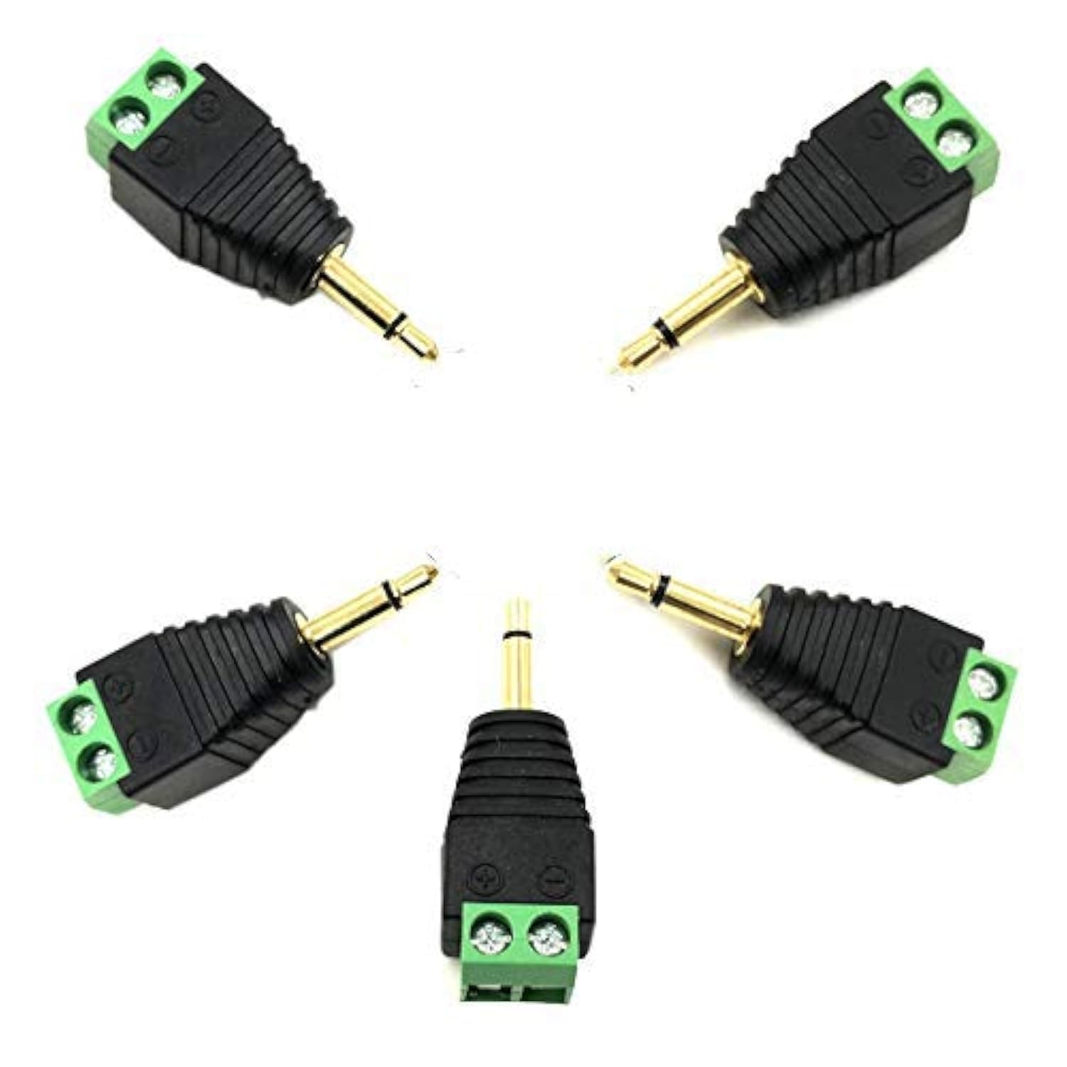 5 Pack 1/8" 3.5mm TS Male Jack Terminal Block Connector, 3.5 Mono Audio Plug Hea