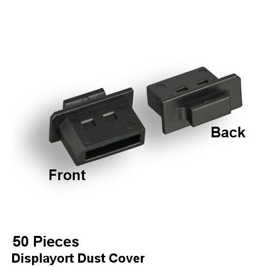 Kentek Lot of 50 Pcs DisplayPort Dust Cover with Handle Port Protector Black