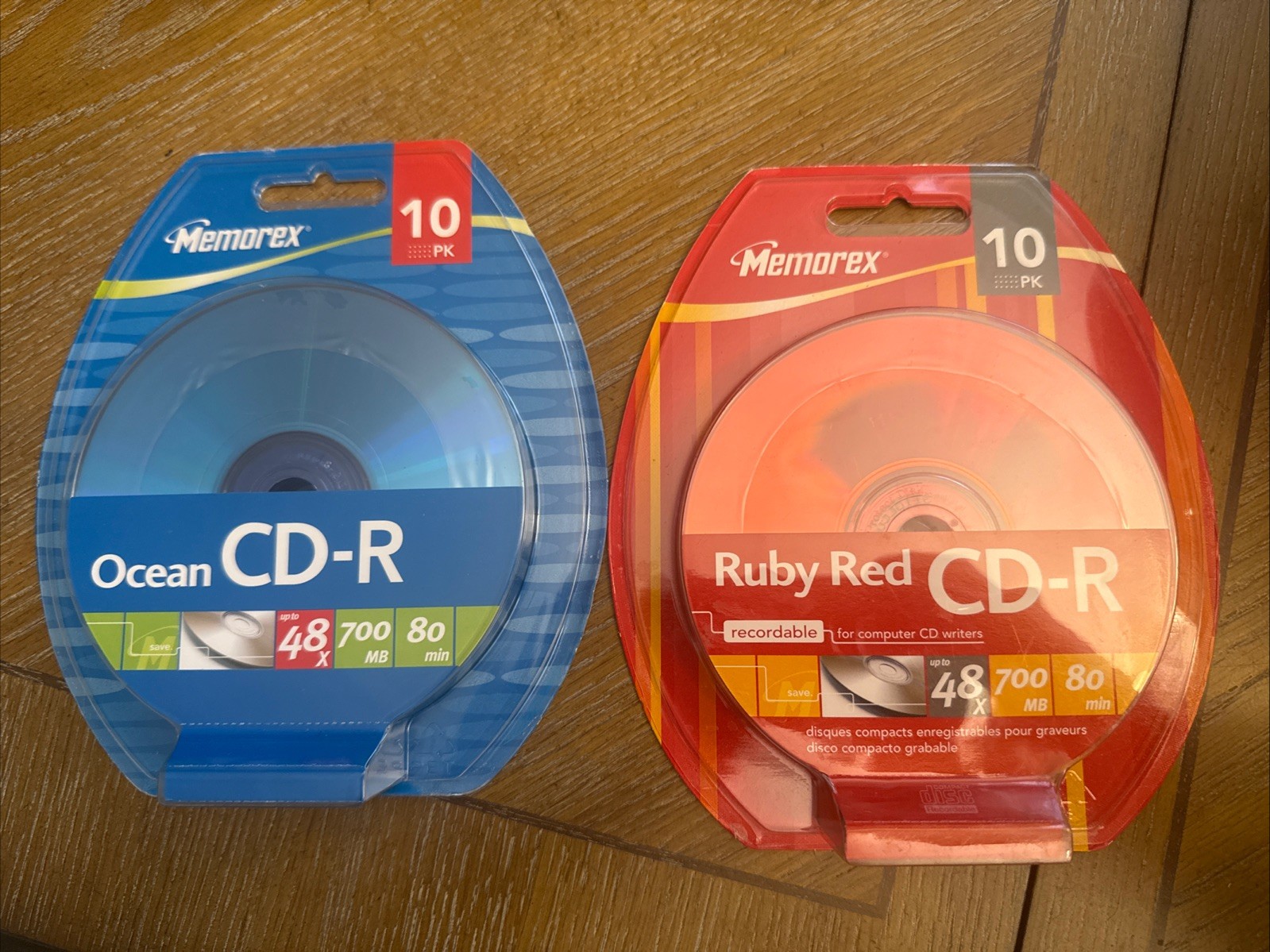 Lot of 2 Memorex CD-R 10 per pack Ocean & Ruby Red 700MB Blank Discs