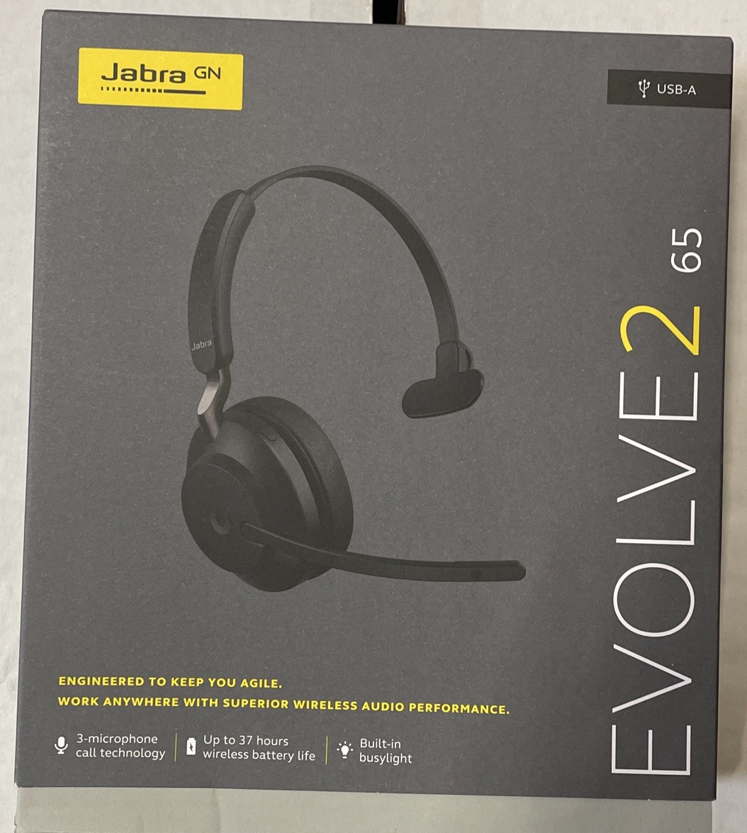 Jabra Evolve2 65 Mono Wireless Headset  UC Version USB-A) - Black
