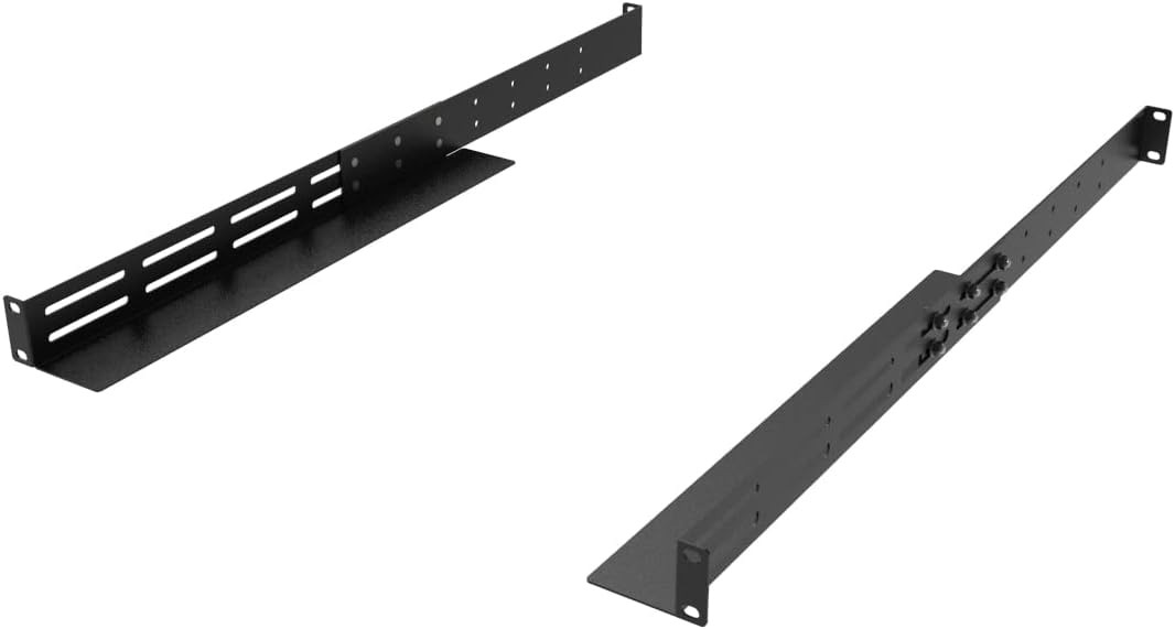 1U rack mount rails 4-post 16-29" adjustable depth alloy steel black