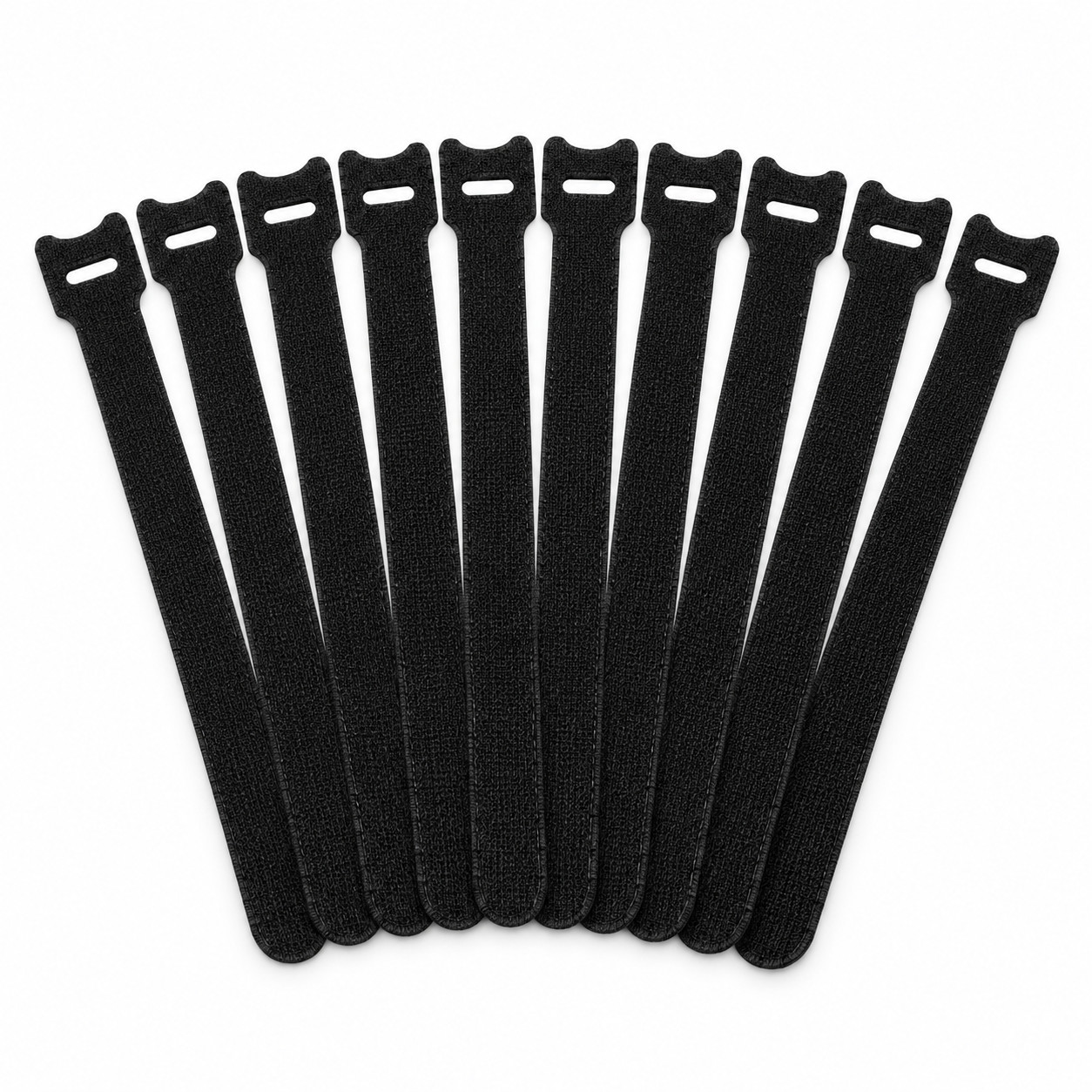 10 Pack Reusable Hook & Loop Cable Ties Cord Management Straps Black Wire NIP