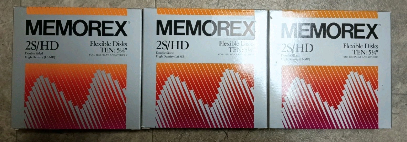 3 Memorex 2S/2D Vintage Computer 5.25 Flexible Disks Boxes 30 PCS (open box)