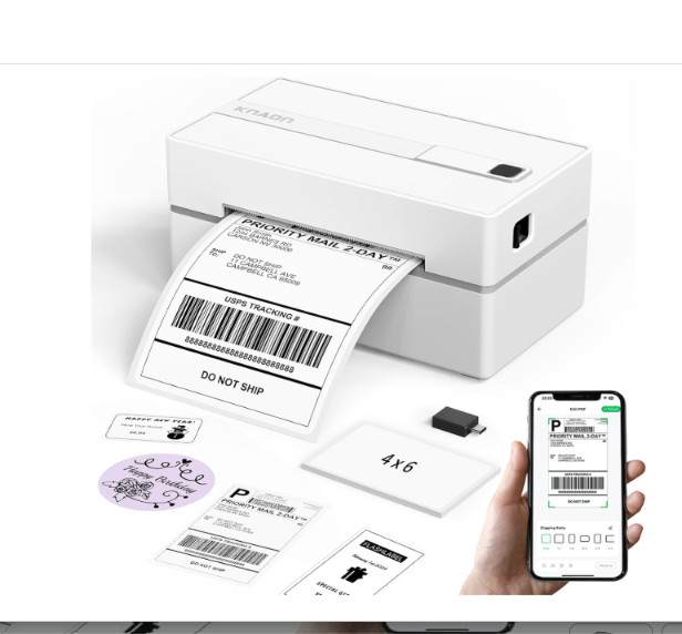 Bluetooth Thermal Shipping Label Printer 4x6, Portable for iPhone Android Window