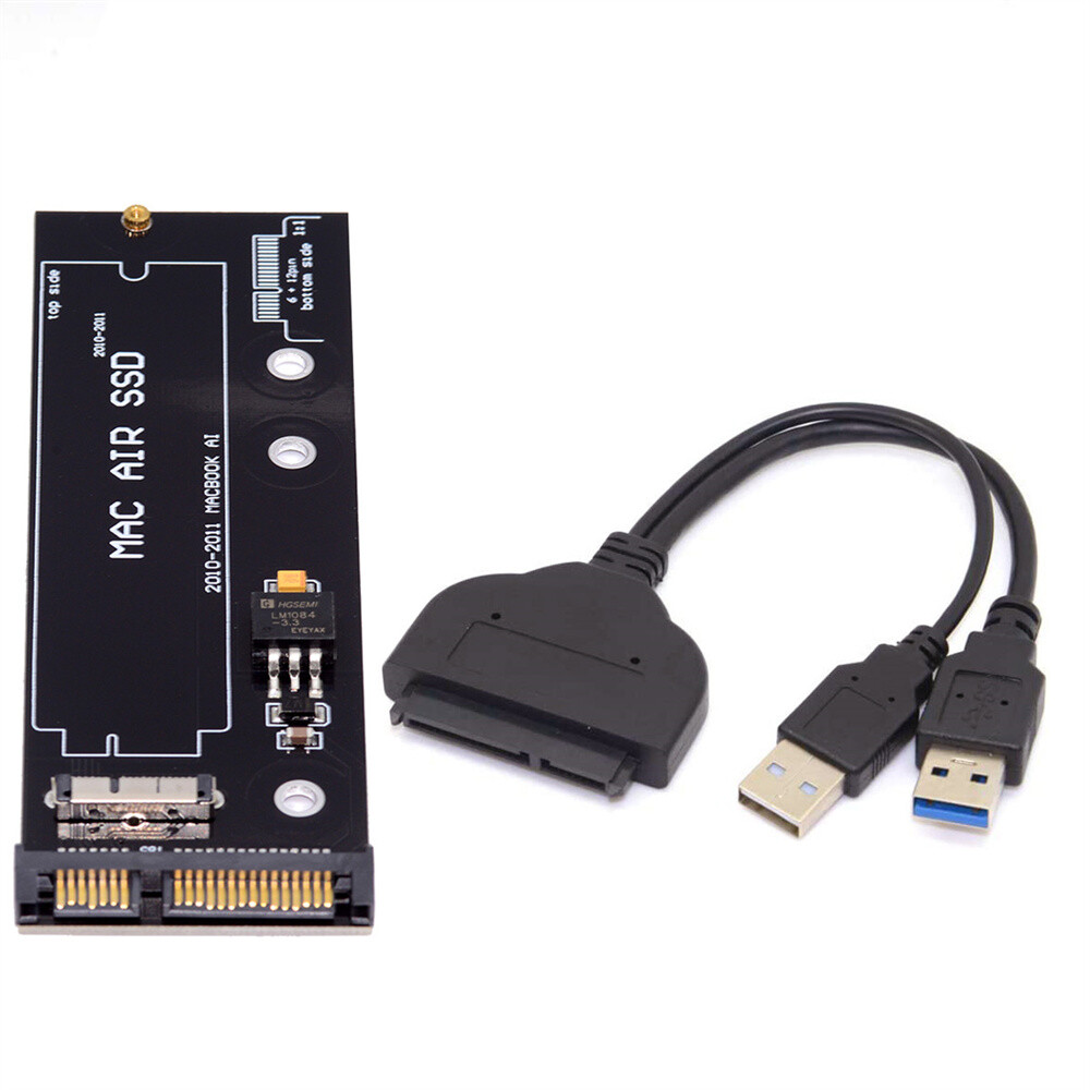 12+6pin USB 3.0 to SSD HDD SATA 22Pin 2.5" Adapter for Mac Air 2010-2011 SSD