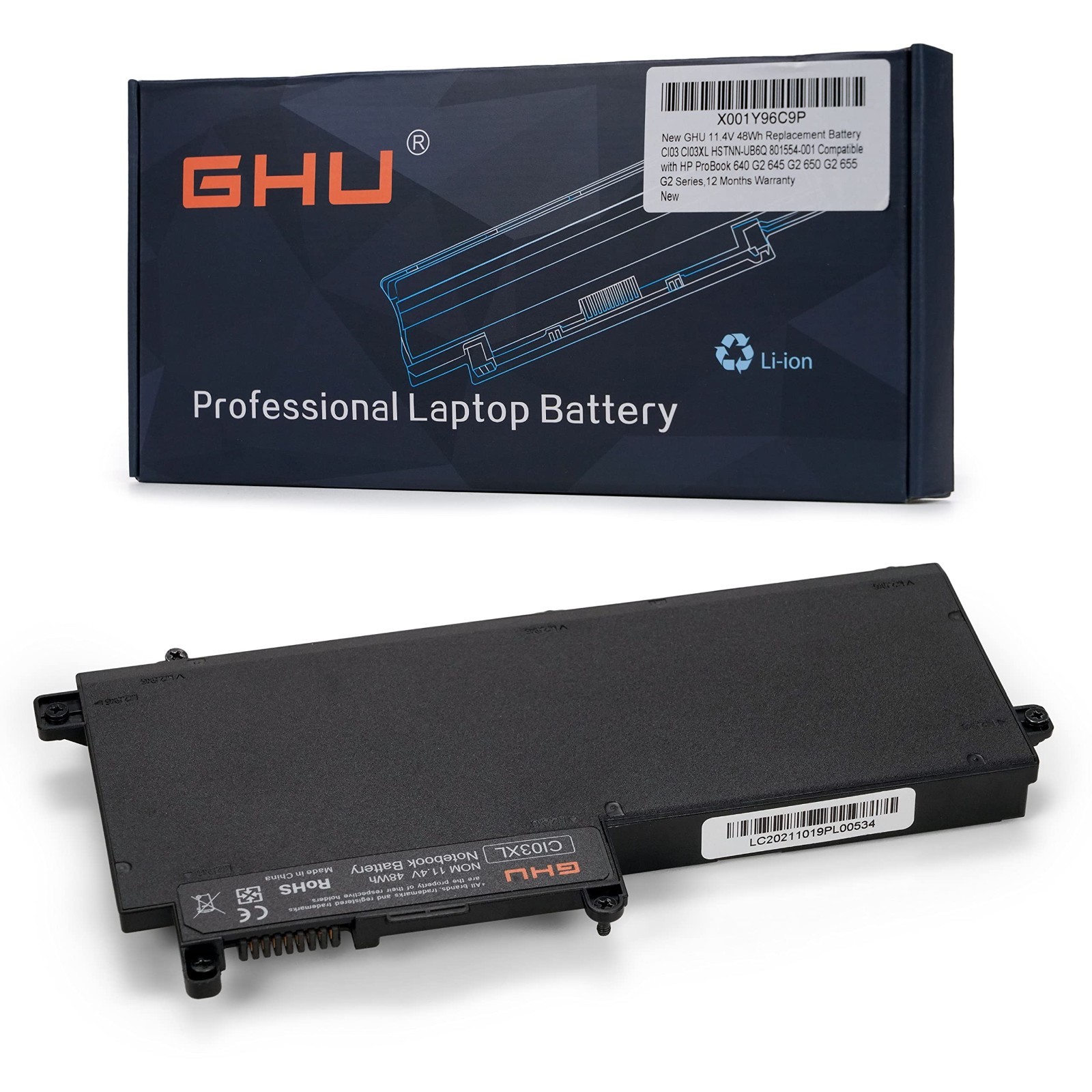 Replacement 11.4V 48Wh Laptop Battery for HP ProBook 640 645 650 G2 Series - 12