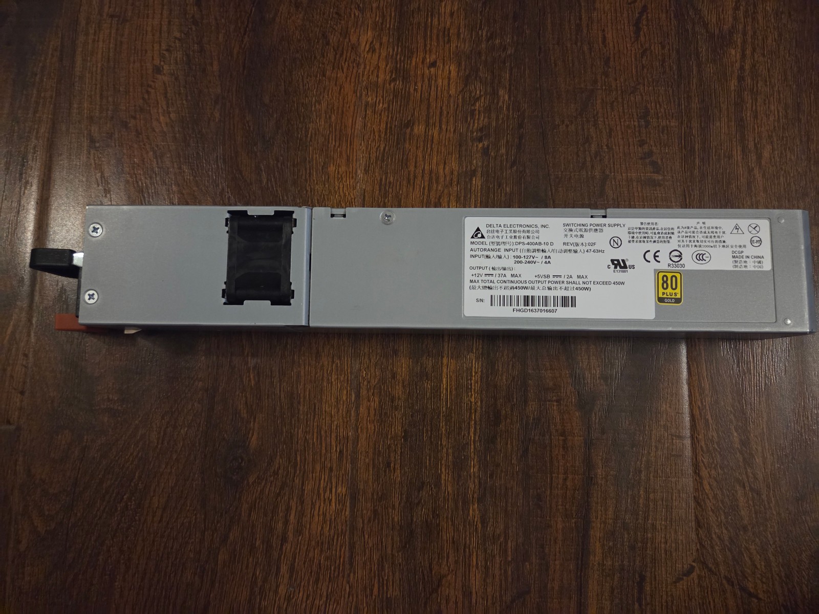 Delta Electronics 450-Watt Power Supply DPS-400AB-10 80+ Gold  Hot-Swap Server