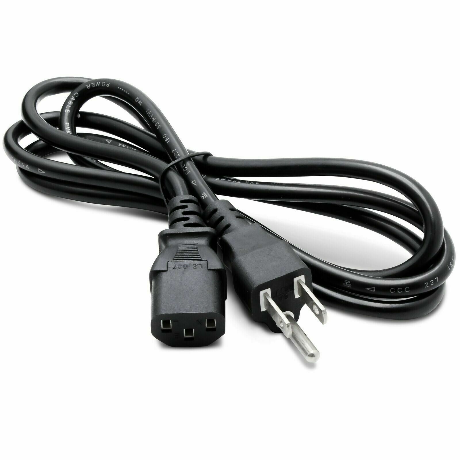 3-Prong Trapezoid Computer Power Cord Universal PC Standard Wire Cable