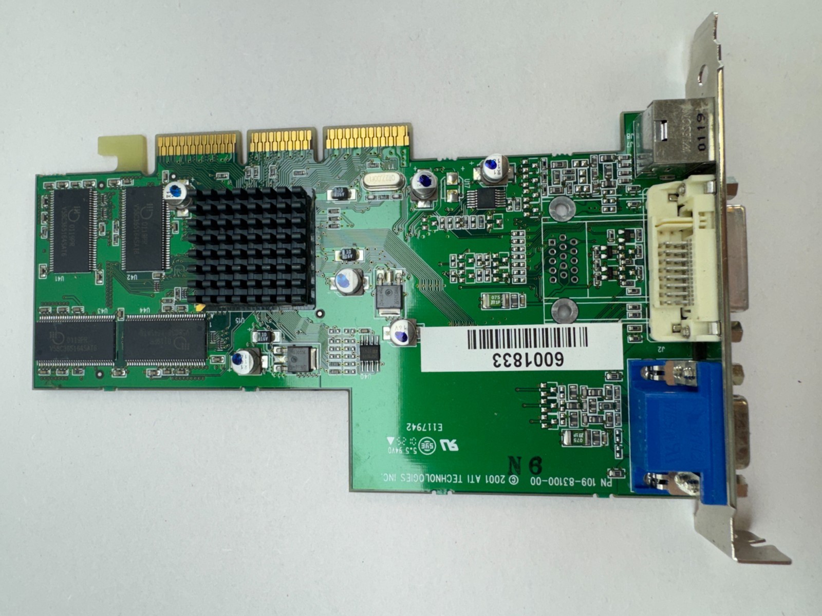 ATI Radeon 7500 64MB DDR AGP Video Card VGA DVI S-Video Gateway 6001833 Retro PC