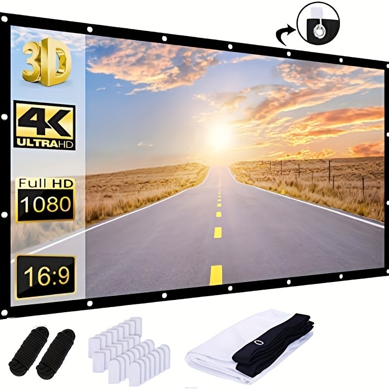 72 Inch Projection Screen Cloth Portable Foldable Anti-Crease for Outdoor Indoor