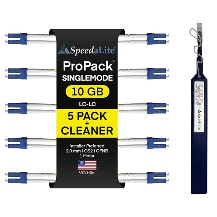 SpeedaLite 5-Pack 1M ProPack LC-LC Fiber Patch Cable OS2 Singlemode Duplex 100Gi
