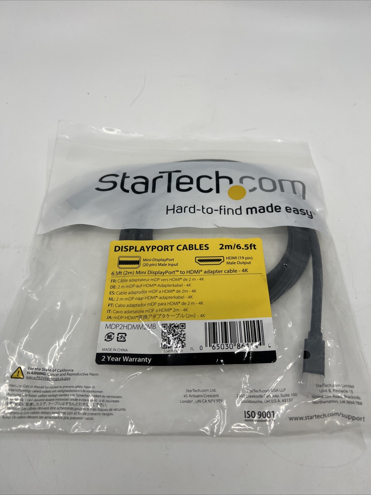 Startech Displayport Cable 2m/6.5ft