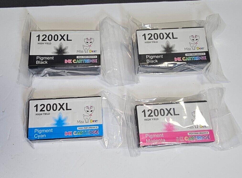 Miss Deer Ink Cartridge Replacement For 1200 XL Pack Of 4 Cartridges Open Box