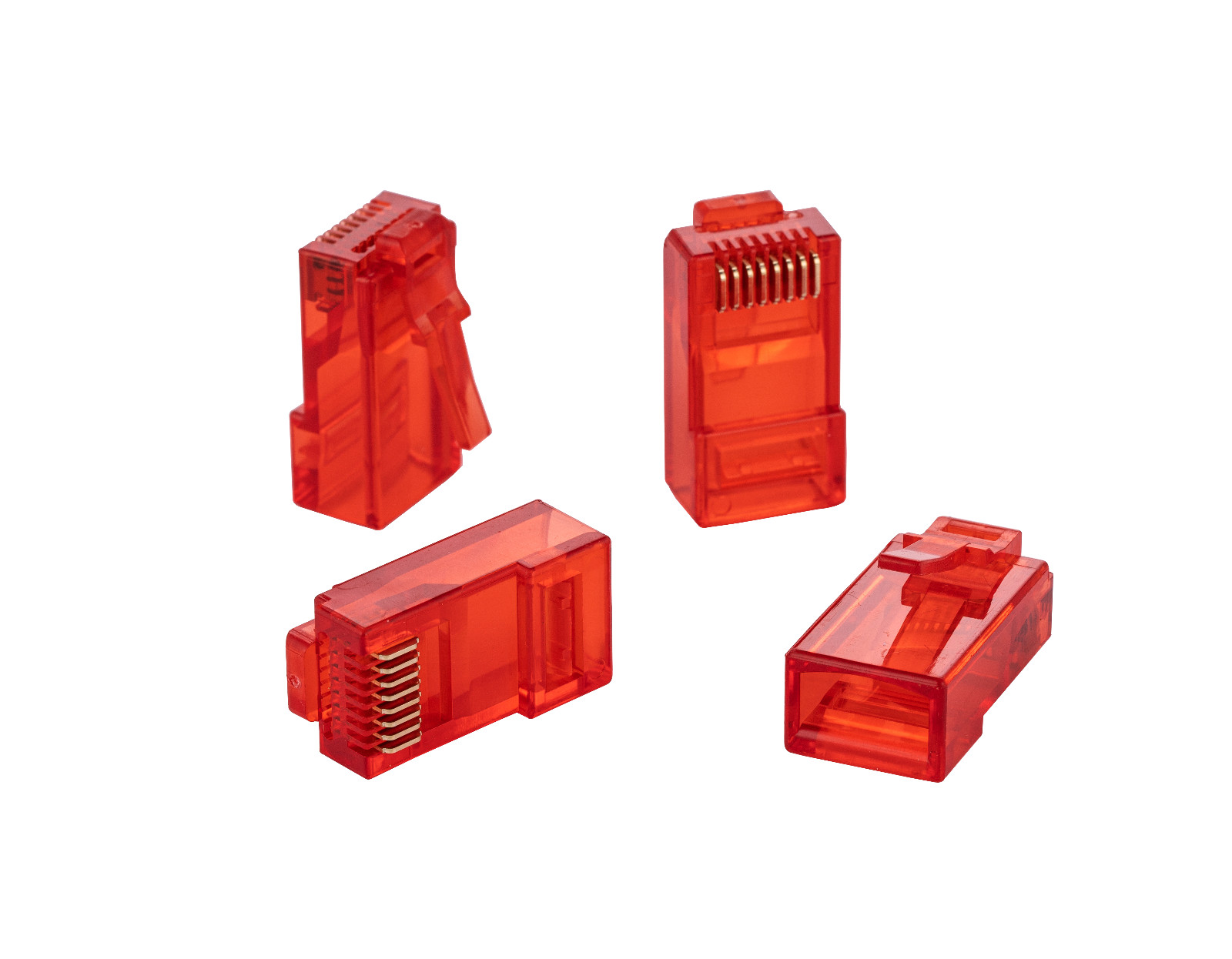 100 pcs RJ-45 Cat6 UTP Pass-Through Connectors EZ Crimp End Ethernet Plug Red