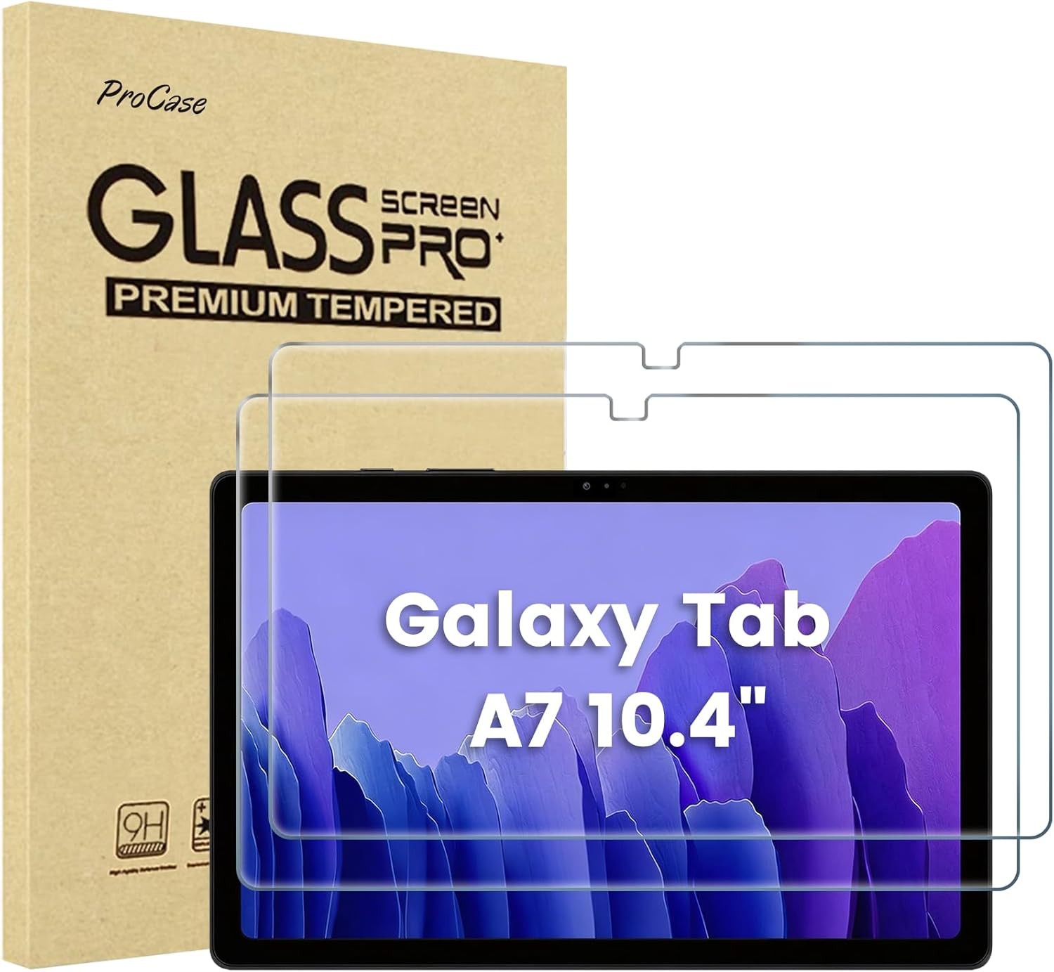 2 Pack Clear Tempered Glass Screen Protectors for Galaxy Tab A7 10.4" 2020