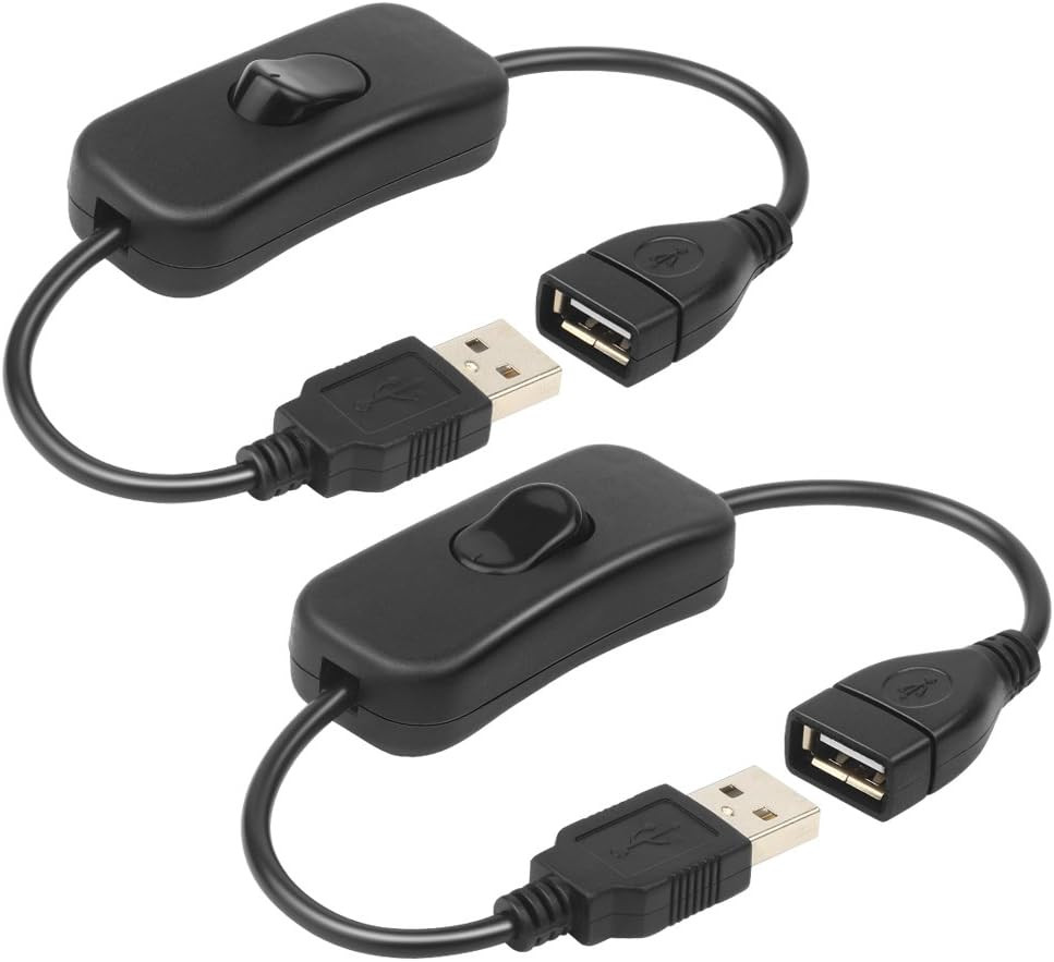 2 Pack Male to Female USB Cable with On/Off Switch, USB Extension