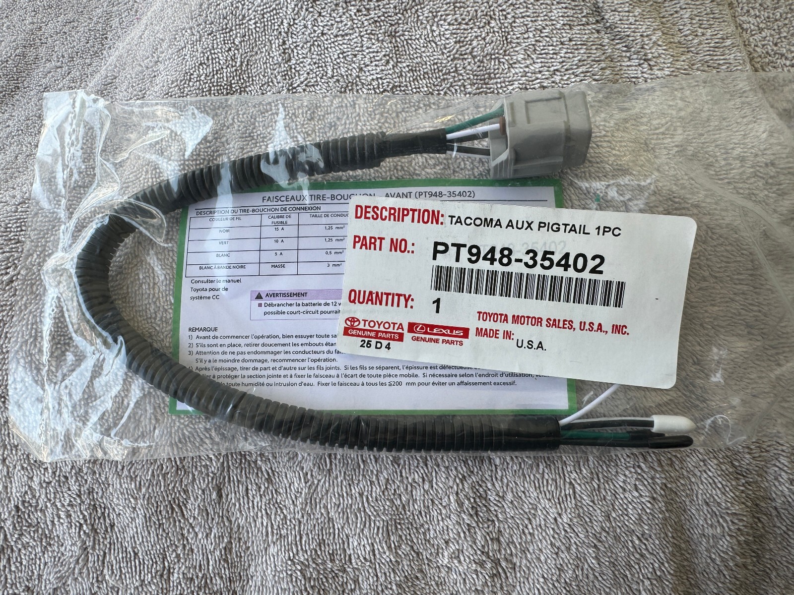 2024-Present Genuine OEM Toyota Tacoma TRD Wiring Harness PT948-35402