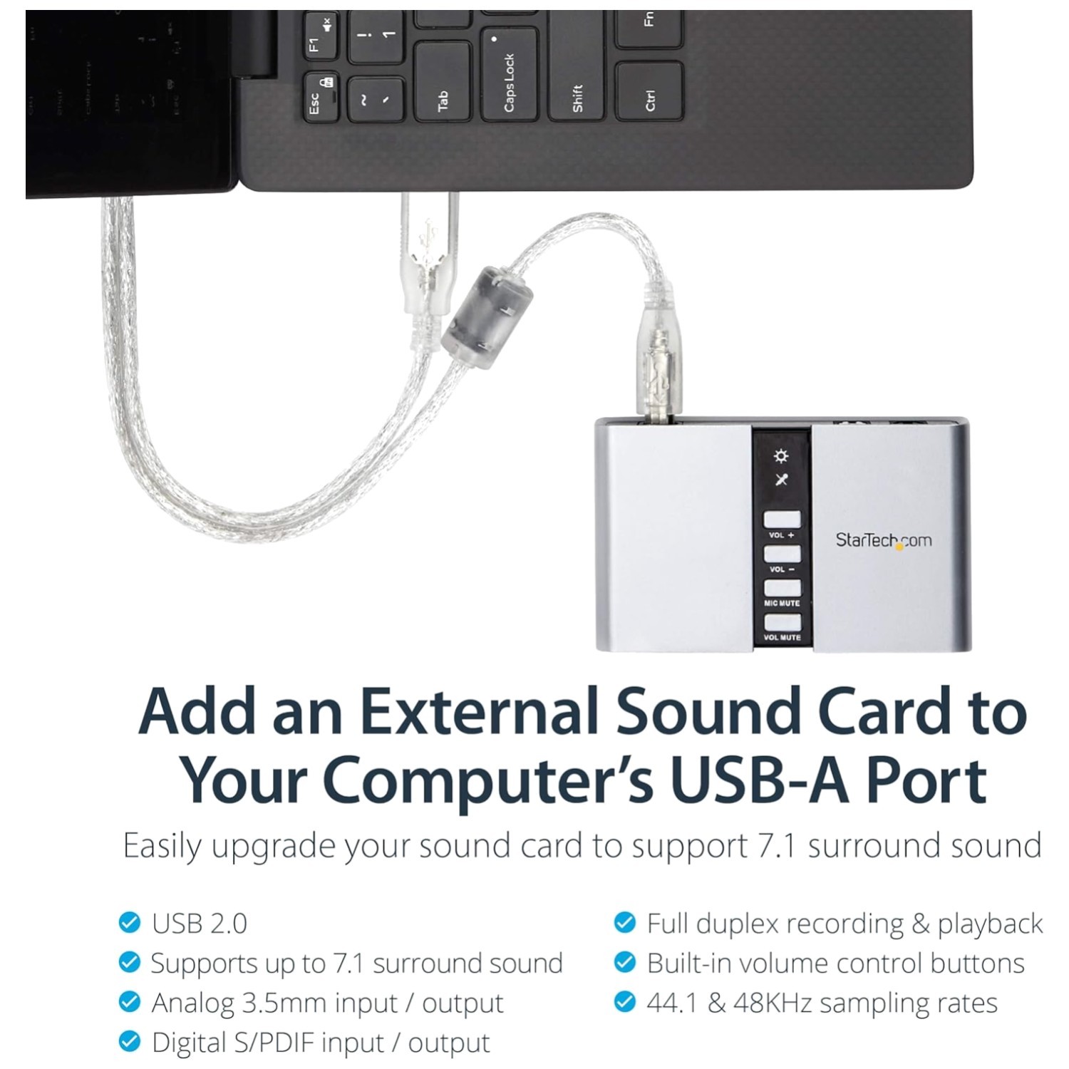StarTech Surround Sound USB Adapter | External Sound Card