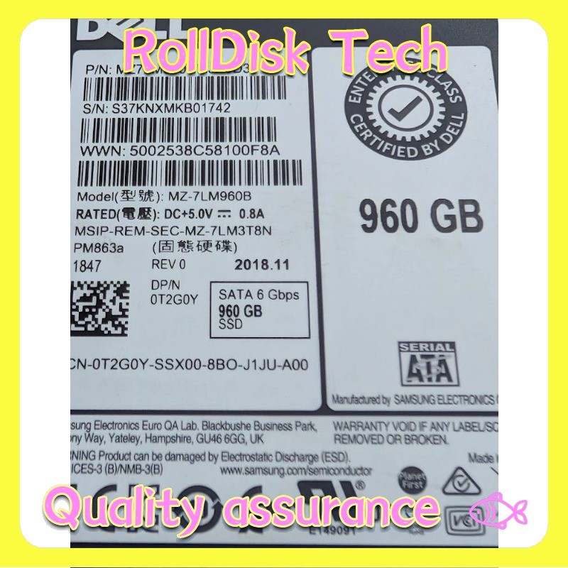 NEW DELL/Samsung 960GB 3.5" SATA 6Gb/s PowerEdge T350 T560 R640 R750 Server SSD