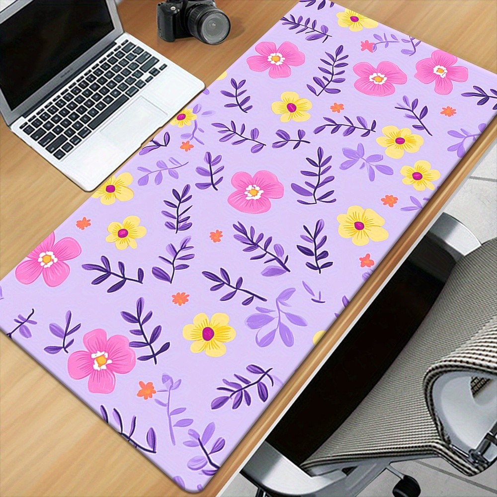 1pc a Desk Pad Featuring High-Definition Prints of Purple And Yellow Flowers,