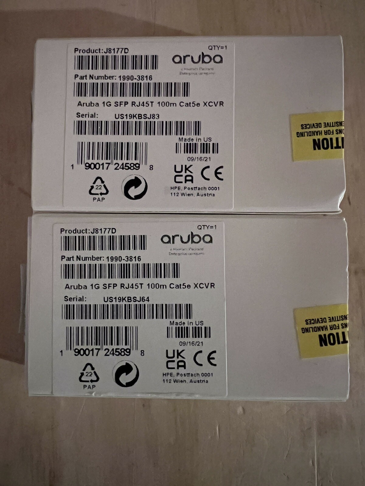 J8177D I Genuine New HPE Aruba 1G SFP RJ45 T 100m Cat5e Transceiver 1990-3816