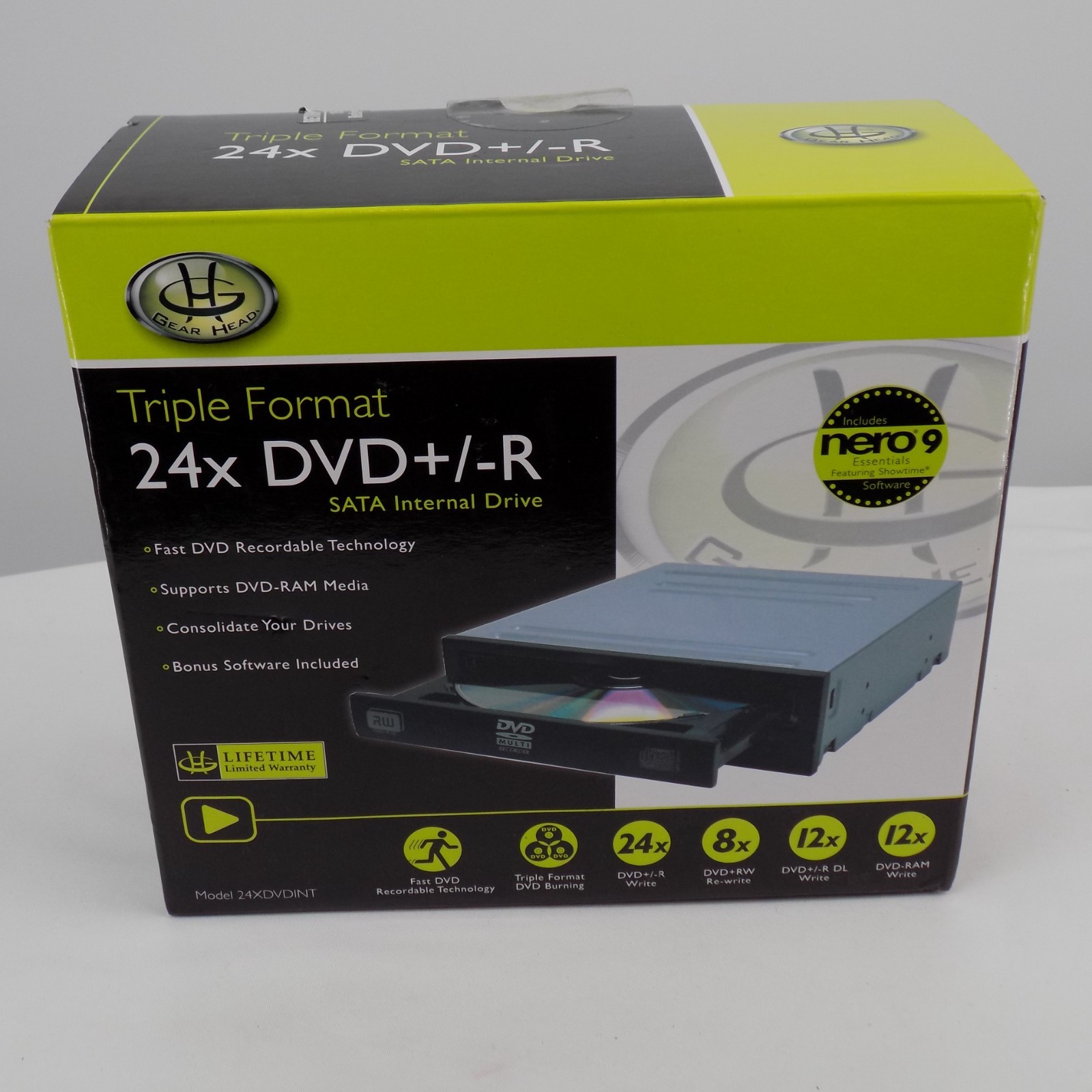 Gear Head 24x DVD+/-R SATA Internal Drive Model 24XDVDINT Open Package UNTESTED