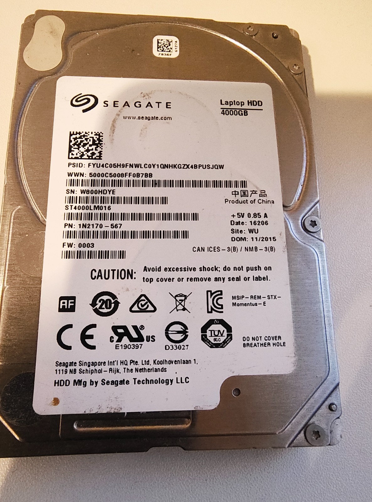 Seagate 4TB 2.5" 15mm Internal HDD – ST4000LM016 – Tested, SMART Good