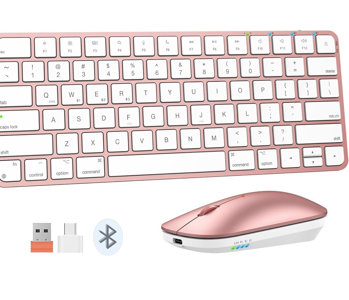 MEETION Wireless Bluetooth Keyboard and Mouse for Mac, Multi Device,rechargeable