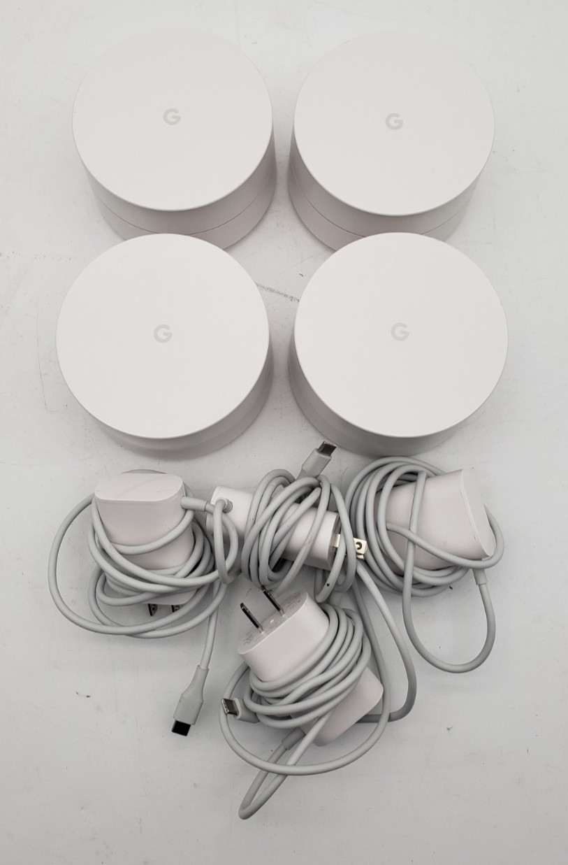 LOT OF 4 | Google Wifi Wireless Routers | Model: AC-1304 | Tested, PSUs included