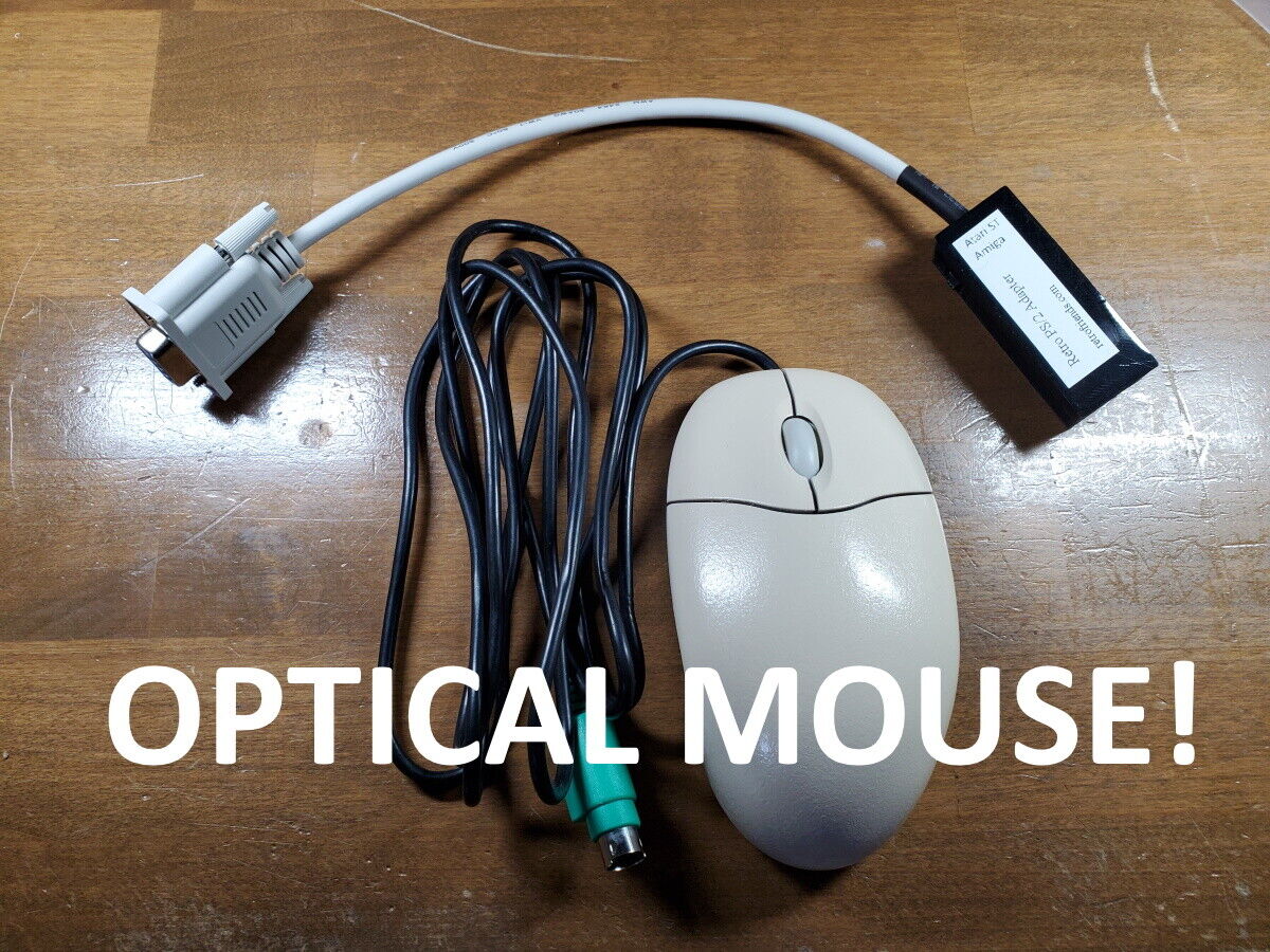 Amiga Atari ST Optical Mouse w/ nice adapter and extension