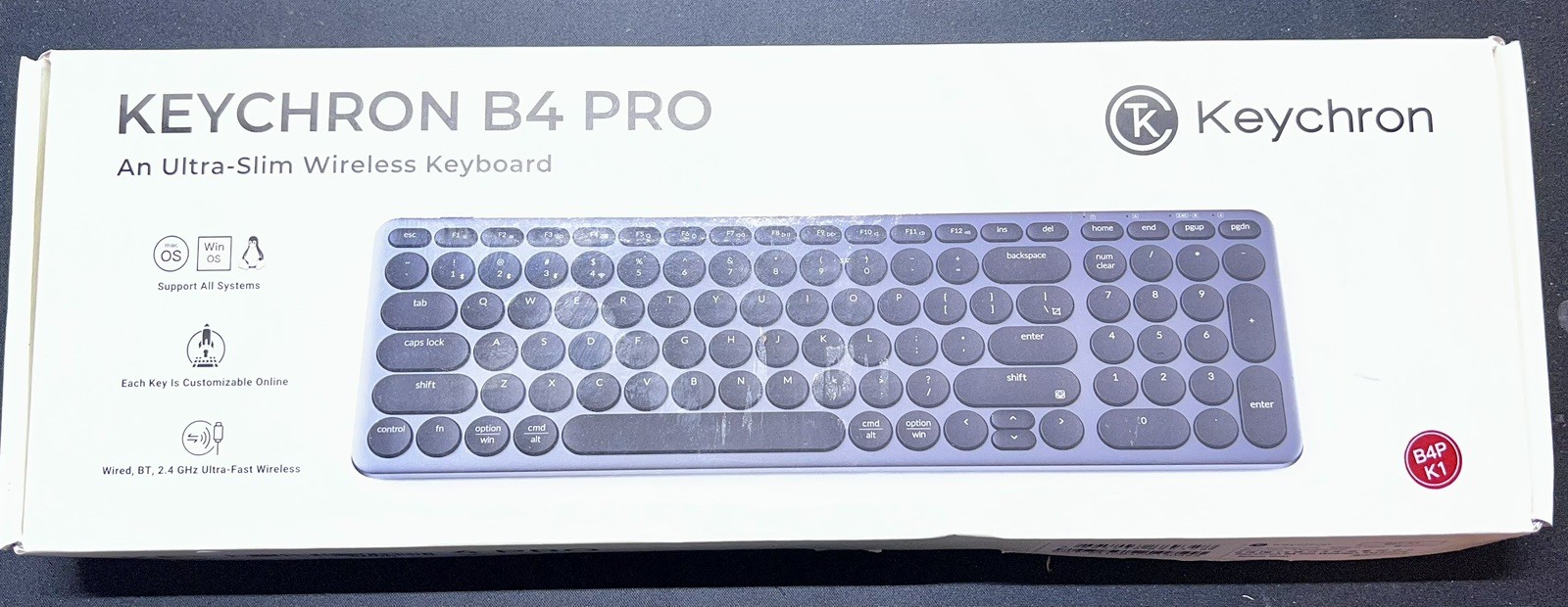 Keychron B6 Pro Wireless Keyboard – Space Gray – Ultra-Slim 2.4G – Full Size Lay