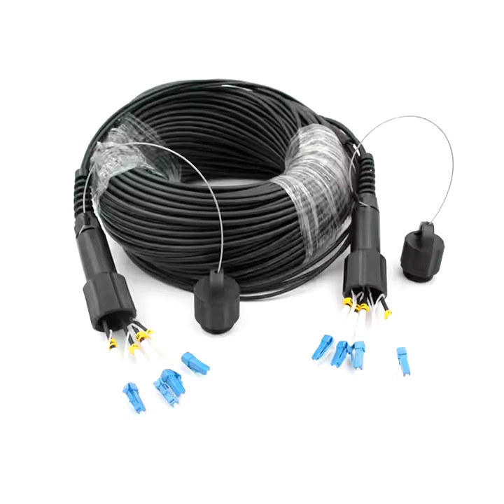 150M LC-LC SM 4 Strand Armored Field TPU Optic Patch Cord Cable Waterproof Head