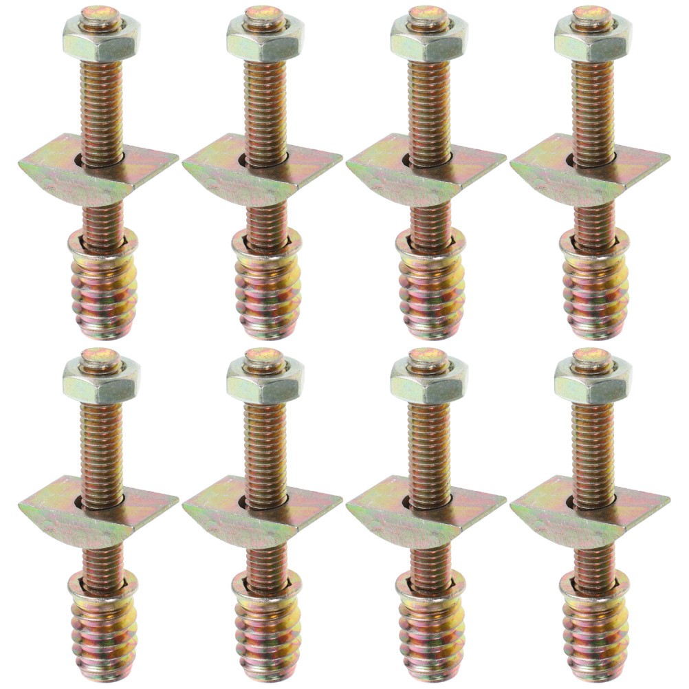 8 Sets Bed Frame Hardwares Bolt Nut Kit Multi Color for Furniture Use