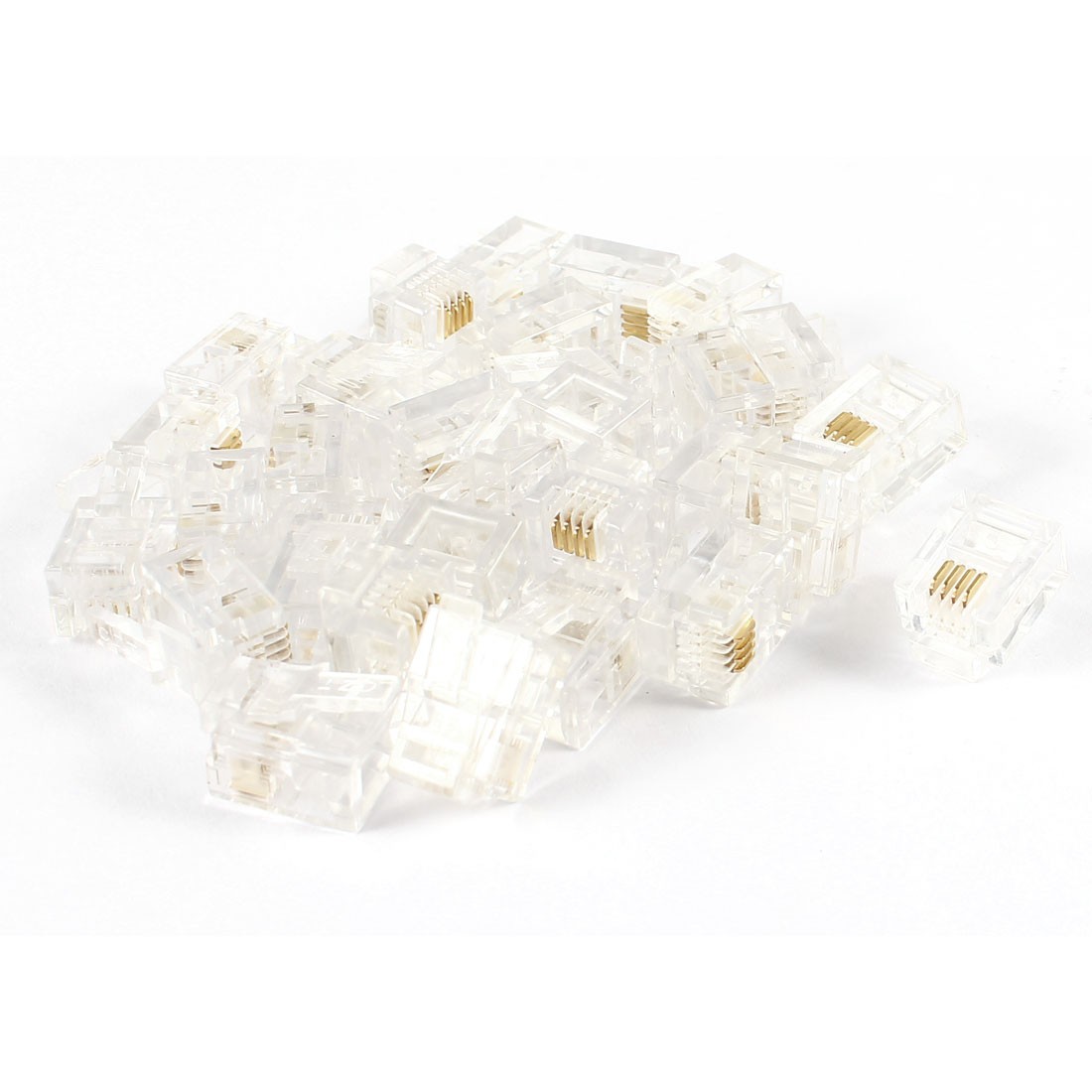 30pcs Clear Plastic RJ11 6P4C Modular Connector for Telephone Phone