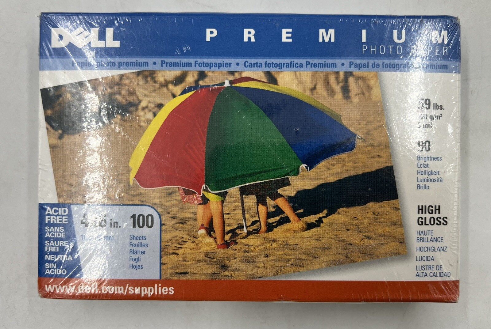 Dell Premium High Gloss Photo Picture Paper Sheets 4x6 100 Count made in USA.