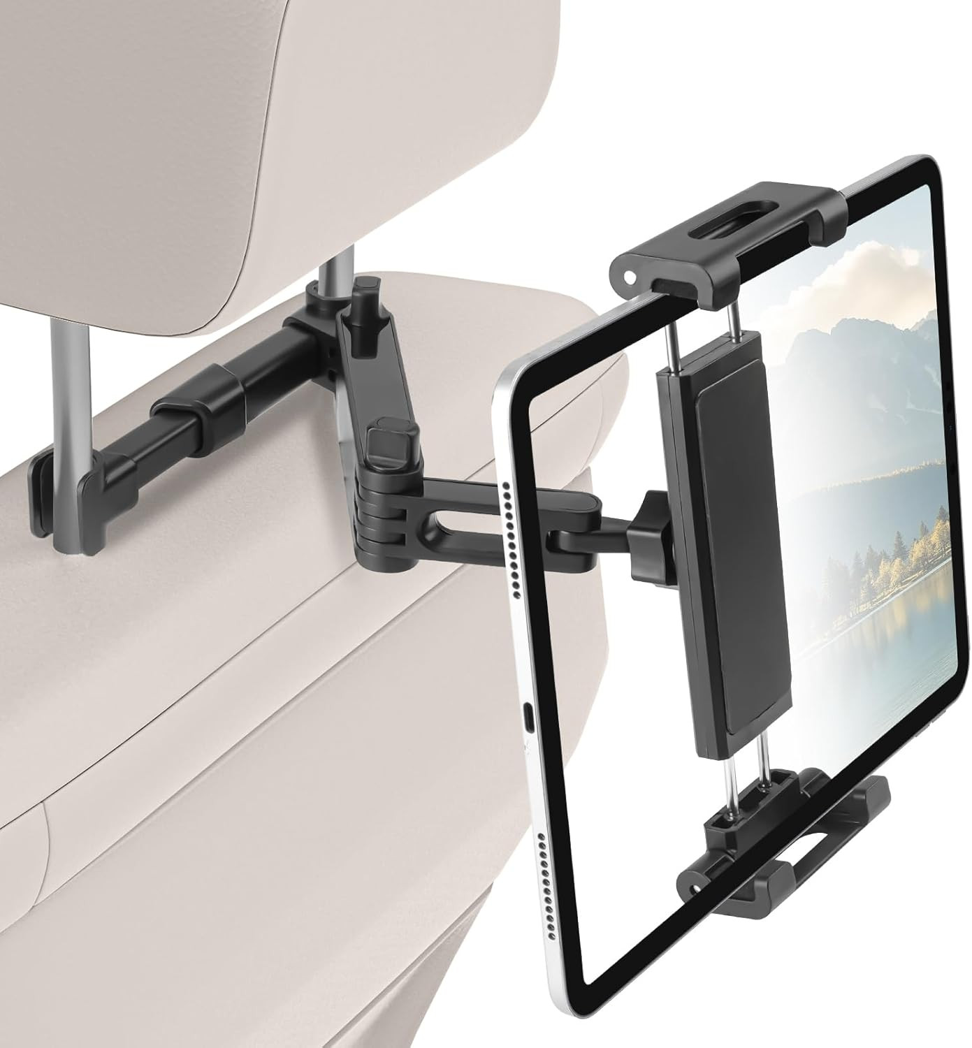 Car Headrest Tablet Holder 3-in-1 Adjustable Mount for iPad 4.7-11" Devices