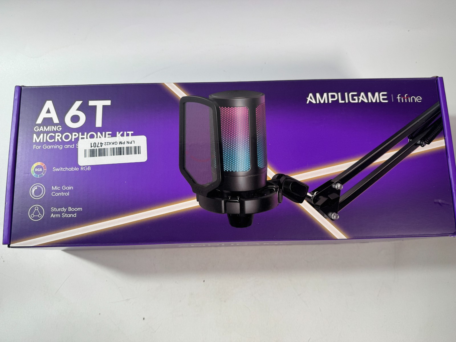 FIFINE AmpliGame A6T USB Gaming Microphone Kit RGB Boom Arm PS4 PS5 PC Mac