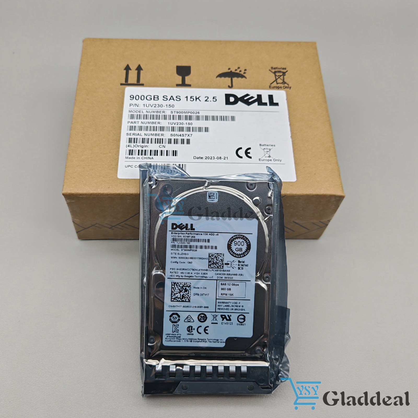 New Dell 900GB SAS 15k 2.5" 12G HDD XTH17 Seagate ST900MP0026 in 3.5” Caddy