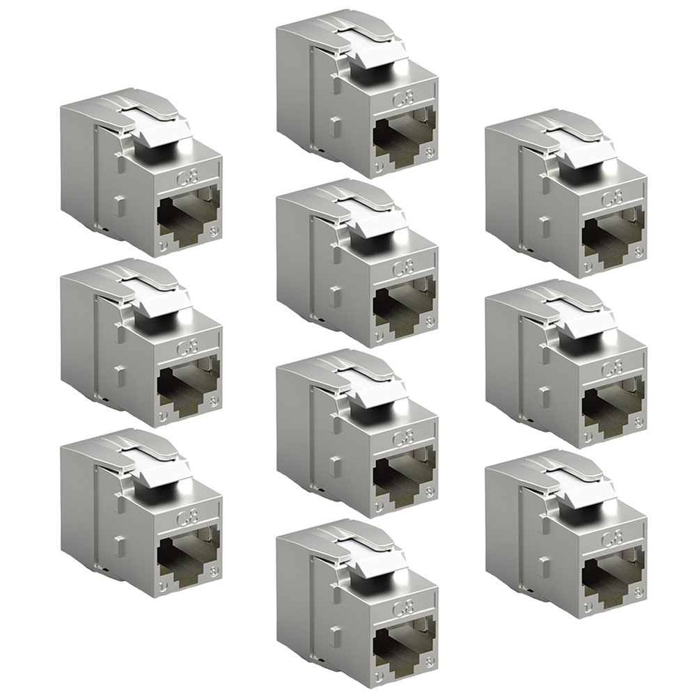 10x CAT8 RJ45 Network LAN Ethernet Shielded Keystone Jack Tool Free 40Gbps Gold